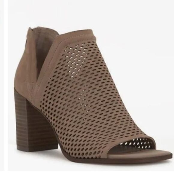 Vince Camuto Katnina Perforated Nubuck Open Toe Booties - Picture 1 of 10
